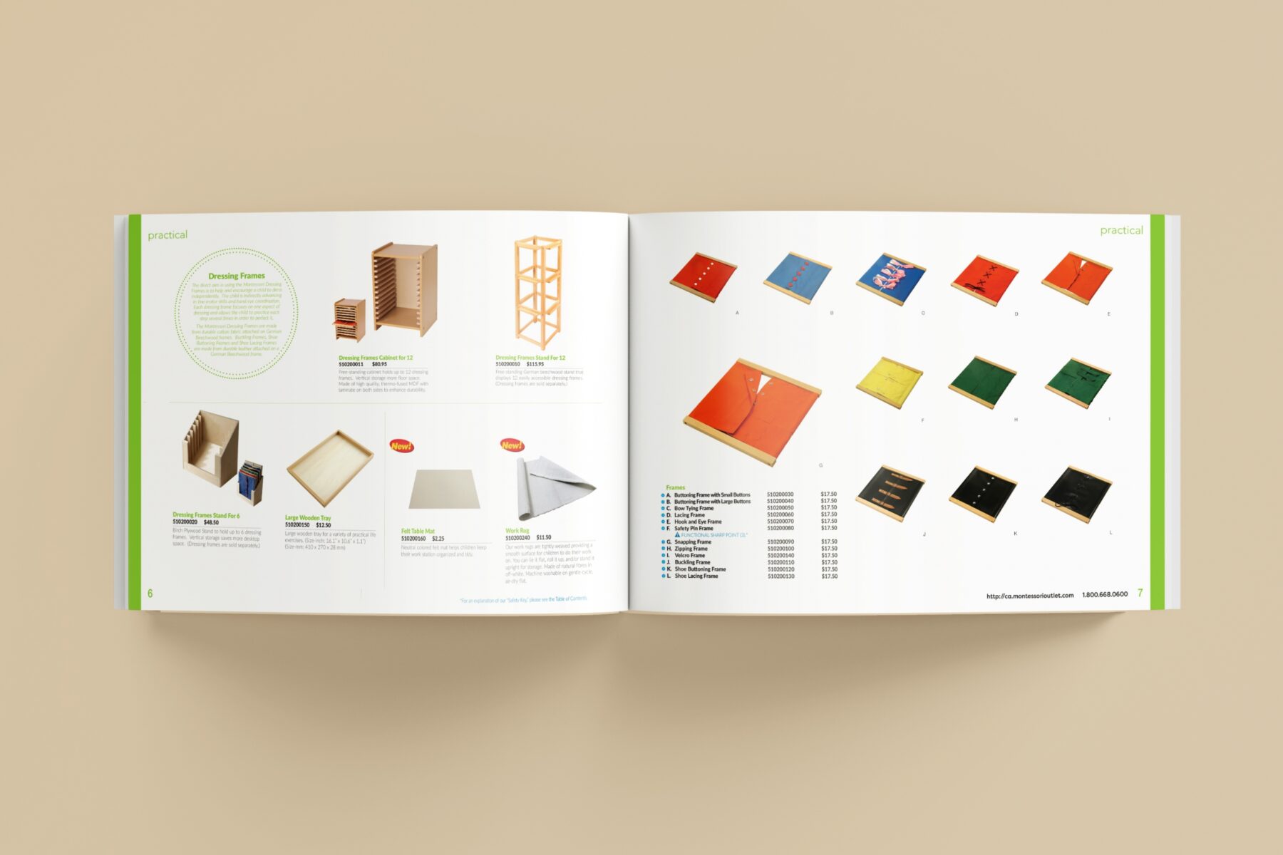 An image of page 6 & page 7 of the 2017 Montessori Catalogue