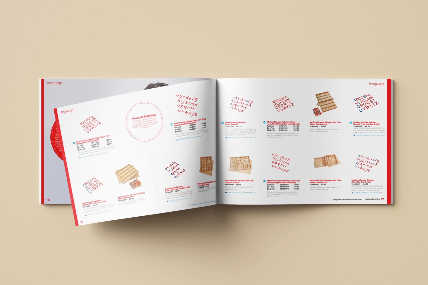 An image of Page 20 & page 21 of the 2017 Montessori Catalogue